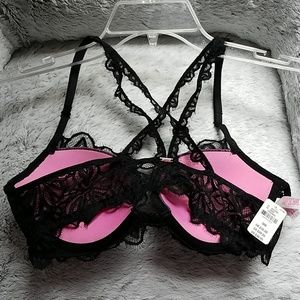 Victoria's Secret Black Lace Racerback Bra 36B NWT